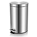 malmo Round Step Trash Cans with Lids, Brushed Finished Stainless Steel Waste Bins (5L)