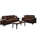BOBKONA Seattle Microfiber Sofa and Loveseat 2-Piece Set in Chocolate Color