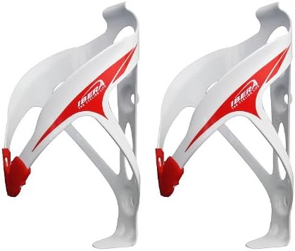 Ibera Extra Lightweight Alloy Bicycle Water Bottle Cage, Only 1 oz (29g), Rubber Grip, Ergonomic Access, White (Pair)