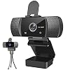 Webcam with Microphone Full 1080P HD with Privacy Cover & Tripod 110°Wide View Angle Plug and Play Laptop Desktop USB 2…