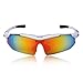 Wolfbike POLARIZE Sports Cycling Sunglasses with 5 Set Interchangeable Lenses White Frame
