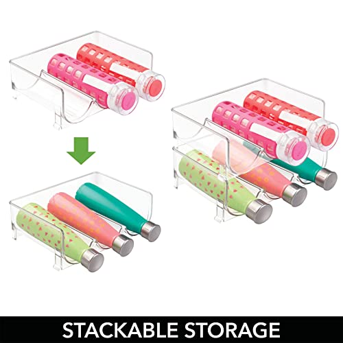 mDesign Stackable Plastic 3 Bottle Refrigerator Wine Rack Kitchen