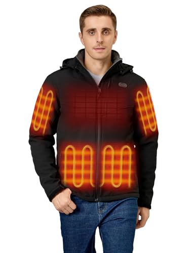 ORORO Men's Dual Control Heated Jacket with 5 Heat Zones (Pocket Heating), Heating Coat with Battery