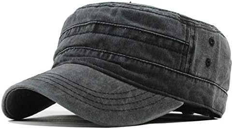 Classic Vintage Flat Top Mens Washed Caps Adjustable Fitted Thicker Cap Winter Warm Military Hats