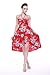 Women's Hawaiian Luau Halter Floral Print Halter Dress S Hibiscus Red