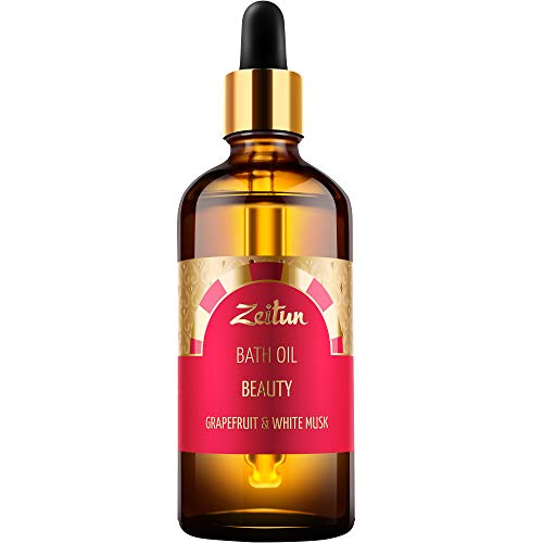 Zeitun Bath Oil – Anti Cellulite Bath Body Oil – Vegan Cruelty Free Bath Oil – Moisturizing Bath Oil – Grapefruit And White Musk, 3.4oz