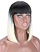 Kalyss Bob Short Hair Wig for Women Heat Resistant Yaki Synthetic Hair Brown Women's Wig With Hair Bangs (ombre mix blonde)