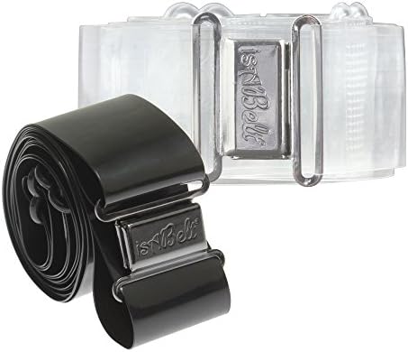isABelt 2-Pack-Combo 1" Wide, Flat, Skinny, Stretch Belt for Women - No Show, No Bulk, Invisible Belt with Magnetic Clasp (Black &amp; Clear)