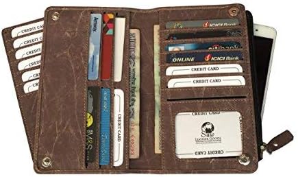 SAW LEATHER GOODS Wheat Brown Womens Clutch/mobile holder/card holder/money wallet