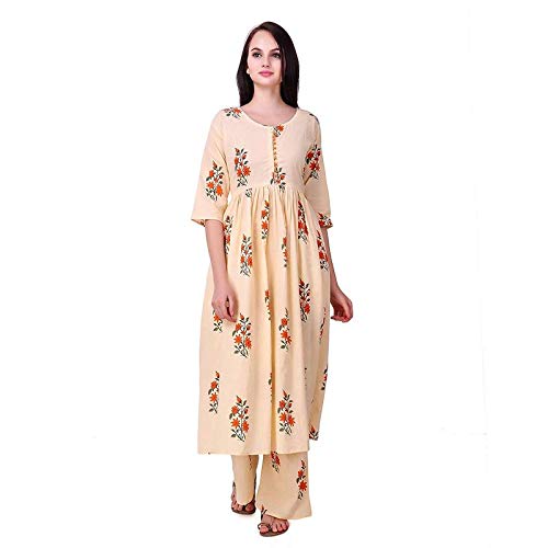 kavya women's cotton anarkali kurti with palazzo pant set