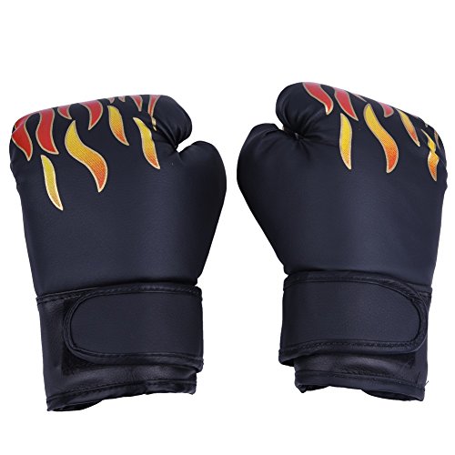 Kids Boxing Gloves, PU Muay Thai Sparring Training Glove Kickboxing Gloves for Age 7-13 Years ( Color : Black )