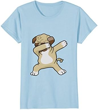 Womens Dabbing Pug Shirt - Funny Hip Hop Dab Dance T Shirt Medium Baby Blue