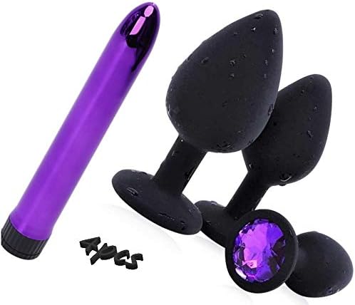 (Jaycoll-93) Silicone 4 Pcs Set Ànâle Beads Trainer kit Bûtt Pl'ugs Back Massage Jeweled Toy for Beginners and Advanced Users (Purple6)