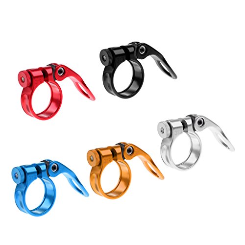 Dolity 31.8mm Diameter Bicycle Seat Clamp Seatpost Clip Tube Lock - Aluminum Alloy Road MTB Cycling Bike Bicycle Quick Release Seatpost Clamp - Black - Thumbnail 6