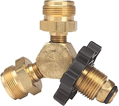Propane Y Male Adapter (POL X (2) Male 1IN 20 THROWAWAY Fittings) Clamshell