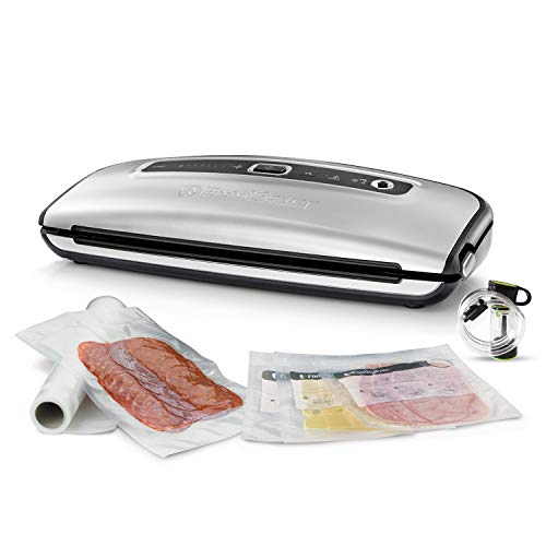 Foodsaver FFS015X-01 Vakuumiergerät, Stainless Steel + FSR2802-I Vakuum-Rollen 2 Stück 28x550 cm / Folienrollen für… – Bild 3