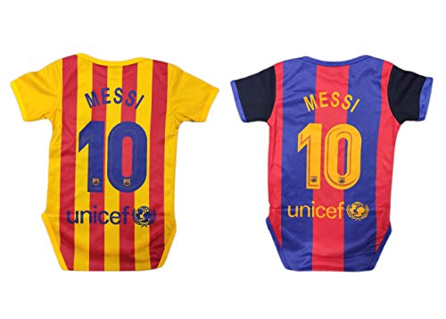 Athletics Rhinox Lionel Messi #10 Soccer Jersey Baby Infant & Toddler Onesies Rompers Pack of 2 Home & Away Jersey Design Bundle (6-12, Messi 2 Pack)
