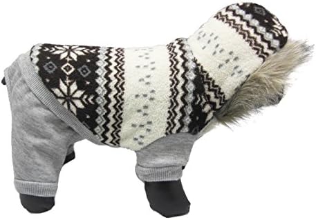 Gollyking Dog Pet Hoodie Jumpsuits Clothes Costume Thick Warm Cold Weather Winter Coats Apparel Sweater With Legs-Nova Hooded Jumper (Grey,XS for back length 7",weight 0-1.1 lbs)