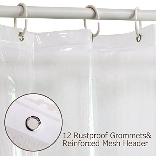 Clear Shower Curtain Liner 72x72, Waterproof Mildew Resistant With