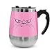 LEADNOVO Update Self Stirring Mug Auto Self Mixing Stainless Steel Cup for Bulletproof/Keto Coffee/Tea/Hot Chocolate/Milk/Cocoa Protein Shaker Mug for Office/Kitchen/Travel/Home -450ml/15.2oz (Pink)