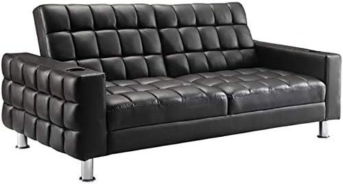 Amazon Com Bowery Hill Faux Leather Tufted Sleeper Sofa In Brown
