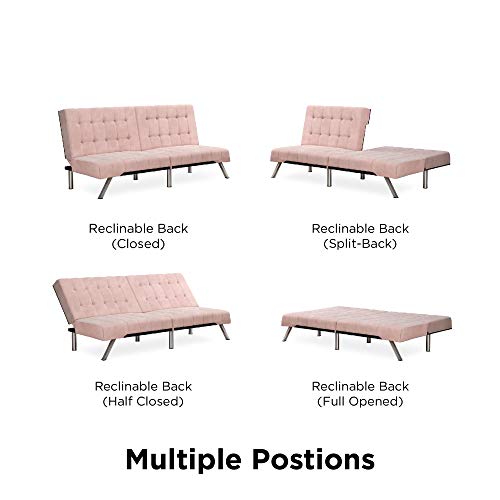 DHP Emily Futon With Chrome Legs, Pink Velvet Pricepulse