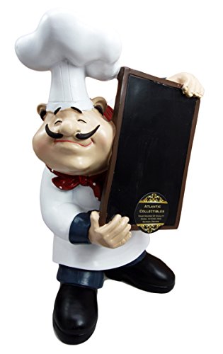 Atlantic Collectibles Chef Mario Italian Bistro Holding Chalkboard Menu Kitchen Decor Statue 10.75