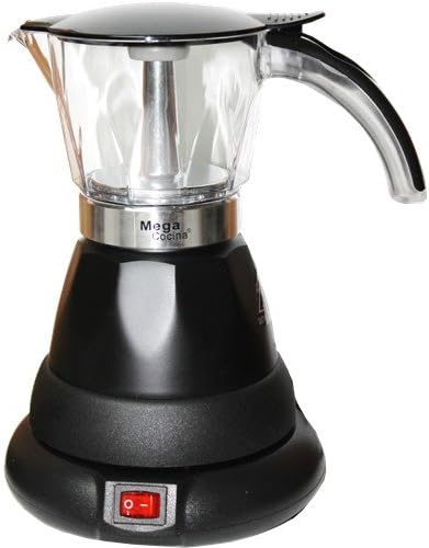 Mega Electric Espresso Coffee Maker. 1.5 to 3 cups adjustable capacity. Desinger Black Base