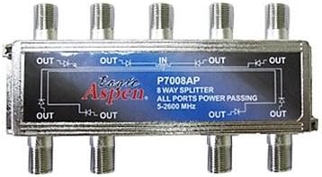 8-Way Splitter 2 GHz 2600 MHz DC Passing All Port Digital Satellite 5-2600 MHz Cable CATV Off-Air Splitter Coaxial Cable UHF VHF Commercial Grade HDTV Antenna Signal