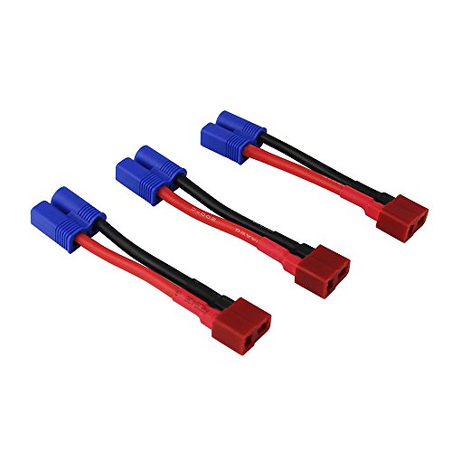 OliYin 3pcs Male EC3 to T-Plug Deans Style Female Style Connectors Adapters 14awg 1.96inch(Pack of 3)