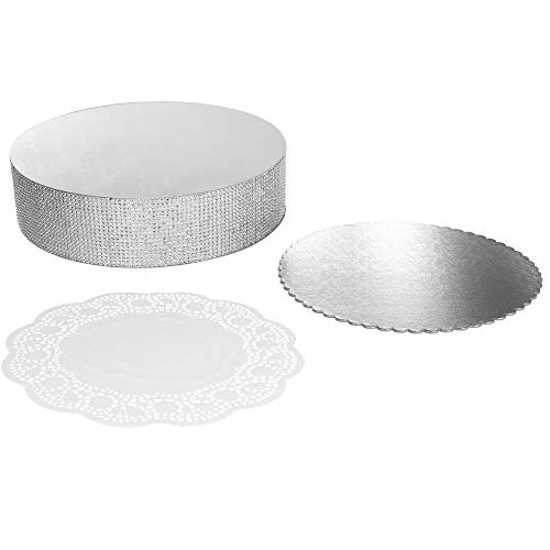 Eleganty Bling Wedding Cake Stand - Supports Heavy Multi-tier Cake, Cupcake and Dessert Base Decorative Centerpiece Display, Silver - 12 Inches - Round