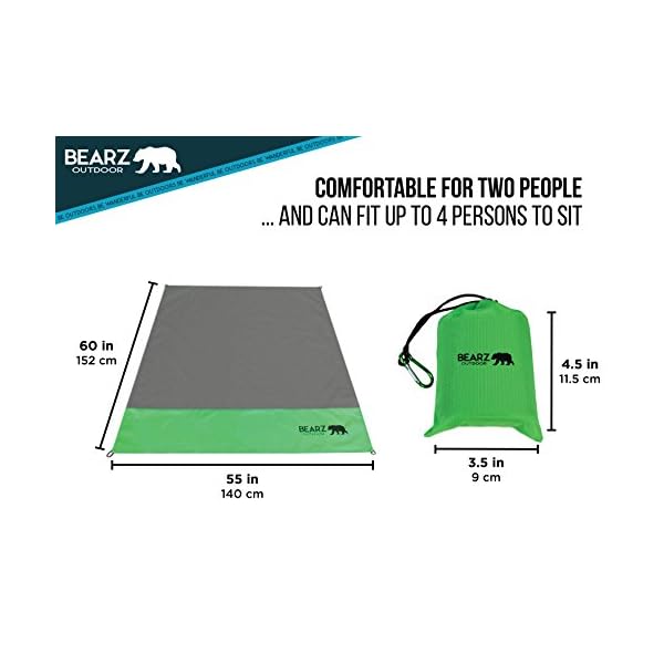 BEARZ Outdoor Pocket Blanket Compact Picnic Blanket, Beach Blanket