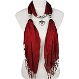 Huan Xun Women's Retro Heart Pendant Jewelry Necklace Wrap Scarves