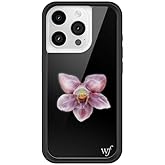 Wildflower Cases - Compatible with iPhone 15 Pro | Protective Black Bumper, 6.5ft Drop Test Certified, Women Owned Small Business | Floral, Black, Purple, Minimalist, Cute, Trendy | Orchid