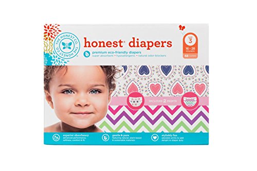 Honest Diaper Club Box, Confetti Hearts & Chevron, Size 3, 68 Count