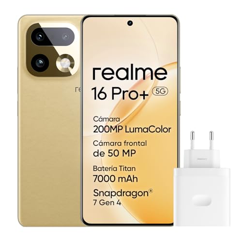 16 Pro+ 5G Smartphone, 8GB+256GB, Pantalla Curva AMOLED 144Hz 6,8", Batería 7000mAh, Cámara 200MP OIS, IP69K, Carga Rápida 80W, Dual SIM, Next AI, Oro (con Adaptador)
