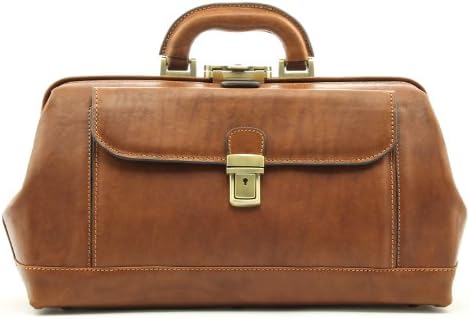 Alberto Bellucci Milano Unisex Handmade Italian Leather Bernini Exclusive Doctor Bag - Brown