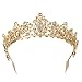 Sweet Princess Pink Crowns for Women Girls Crystal Rhinestone Queen Costume Party Festival Wedding Tiaras Headbands (Gold Red)