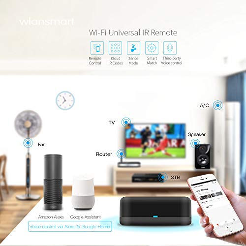 WiFi-Smart-IR-Universal-Hub-Remoto-Universal-RM-Mini-Compatible-con-Alexa-Google-Home-e-IFTTT-Soporte-de-Control-de-Aplicaciones-para-Android-e-iOS-Cable-Tipo-C-Incluido-Negro