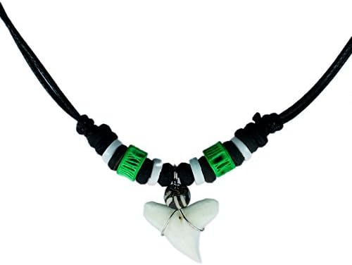 exoticdream Real Shark Tooth Necklace Surfer Hawaiian Beach - Color White Bone
