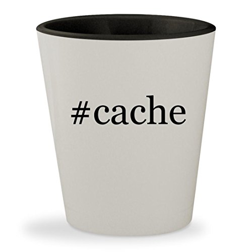 #cache - Hashtag White Outer & Black Inner Ceramic 1.5oz Shot Glass