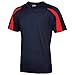 Just Cool Mens Contrast Cool Sports Plain T-Shirt (XL) (Charcoal/ Fire Red)