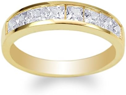 JamesJenny Ladies 10K Yellow Gold Square CZ Wedding Channel Band Ring Size 6.5