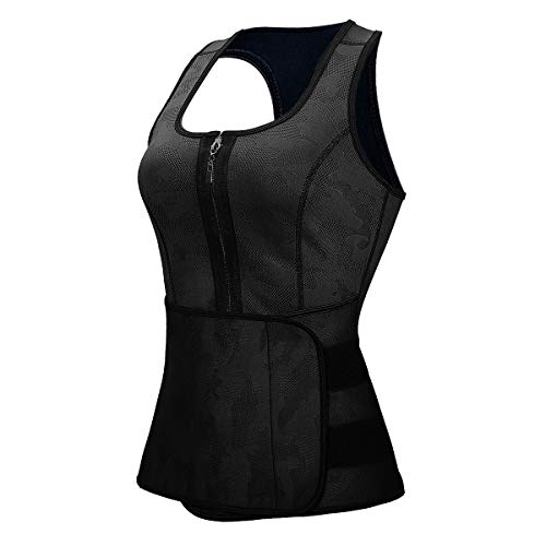 Slimerence Sauna Suit Tank Top Vest, Neoprene Latex Sport Girdle Waist Trainer Corset, for Women Black XL
