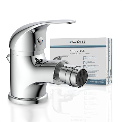 SCHUETTE Athos 41200 Bidet Tap with Waste and Pull Rod, Brand Swivel Mixer Tap Chrome