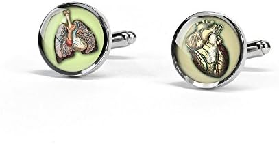 Handmade antique anatomical heart and lung cufflinks cabochon resin cuff links men accessary