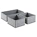 MetroDecor mDesign Fabric Baby Nursery Closet Organizer for Clothing, Hats, Bibs, Diapers - Set of 3, Gray