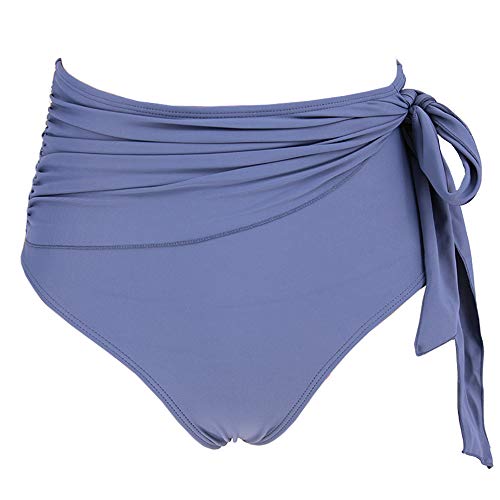 Almaree Women's Oversized Tie Front Two Piece Bikini One Shoulder Swimsuit Gray XL - Thumbnail 5