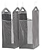 STORAGE MANIAC 2-Pack Hanging Laundry Hamper, Front See-Through Mesh Bag, Slim Basket, Double Hanging Closet Hamper, Narrow Organizer, Grey