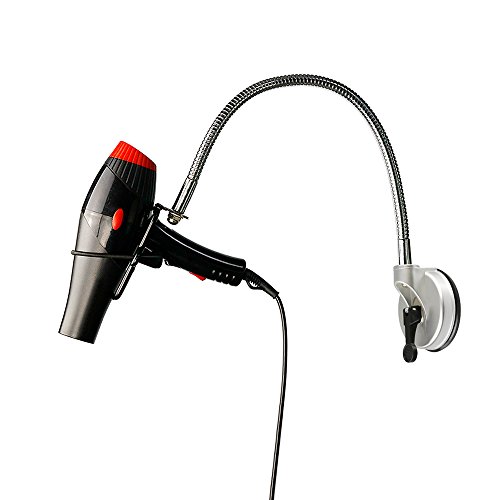 Hair Dryer Hands Free Holder Stainless 360 Degrees Rotation Blow Hairdryer Stand Bracket with Suction Cup, Silver